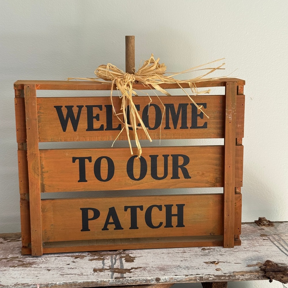 Rustic Wood Crate Pumpkin Sign Welcome To Our Patch Fall Farmhouse Decor Autumn